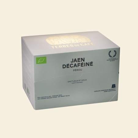 café de spécialité Terres de café - Capsules Home-Compostable Jaen décaféiné Bio x 100